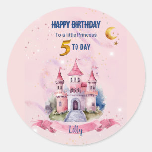 Sticker Rond Une carte d'anniversaire de fantasy mignonne
