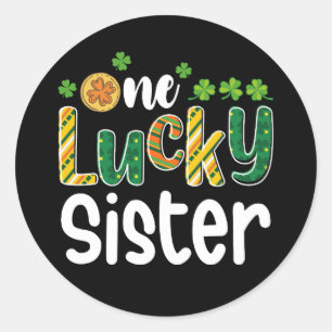 Sticker Rond Une chanceuse soeur jumelle famille St Patrick's D