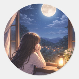 Sticker Rond Une Conversation Silencieuse avec le Ciel