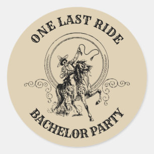 Sticker Rond Une dernière chevauchée pour le garçon de la marié