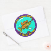 Sticker Rond Une Devise De Pêche Joueuse (Enveloppe)