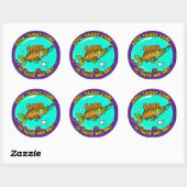 Sticker Rond Une Devise De Pêche Joueuse (Feuille)