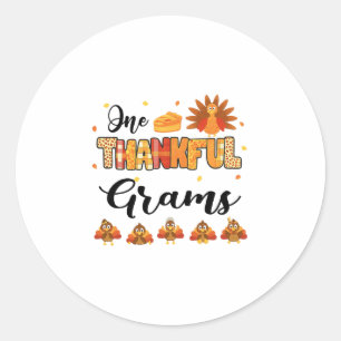 Sticker Rond Une dinde de Thanksgiving One Thankful Grams