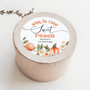 Sticker Rond Une douce aquarelle pêche 1er anniversaire