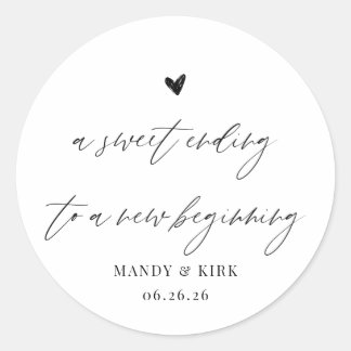 Sticker Rond Une douce fin à un nouveau début Cadeau de mariage