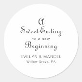 Sticker Rond Une douce fin à un nouveau Mariage débutant (Devant)