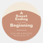 Sticker Rond Une douce fin à un nouveau Mariage débutant (Devant)