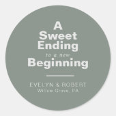Sticker Rond Une douce fin à un nouveau Mariage débutant (Devant)