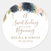 Sticker Rond Une douce fin à un nouveau Mariage débutant (Devant)