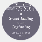 Sticker Rond Une douce fin à un nouveau Mariage débutant (Devant)