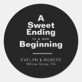 Sticker Rond Une douce fin à un nouveau Mariage débutant (Devant)