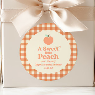Sticker Rond Une Douce Petite Fête de Bébé Rose Orange Fruit de