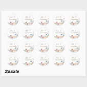 Sticker Rond Une Elégante Aquarelle Fleur sauvage date Mariage (Feuille)