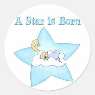 Sticker Rond Une étoile est née bébé garçon