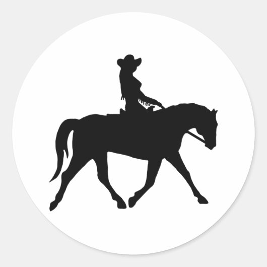 Sticker Rond Une Femme À Cheval (Devant)