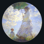 Sticker Rond Une femme avec un parasol par Claude Monet<br><div class="desc">S'il vous plaît visitez mon magasin pour un design plus intéressant et plus de choix de couleurs. => zazzle.com/iwheels*</div>