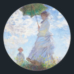 Sticker Rond Une femme avec un parasol par Claude Monet<br><div class="desc">Une femme avec un parasol par Claude Monet</div>