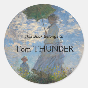 Sticker Rond Une femme avec un parasol Paysage français