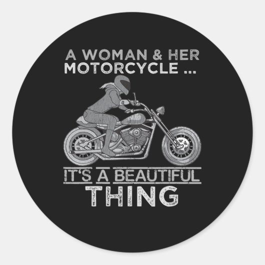 Sticker Rond Une Femme Et Son Cadeau D'Art Moto Pour Les Vélos (Devant)