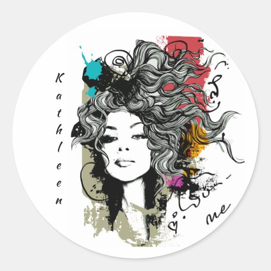 Sticker Rond Une femme forte et dotée de moyens (Devant)