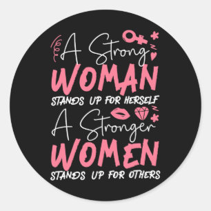 Sticker Rond Une Femme Forte Se Déclenche Pour Elle-Même Une Fe