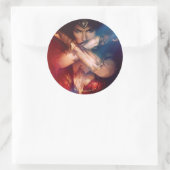 Sticker Rond Une Femme Merveilleuse Blocage Avec Des Bracelets (Sac)