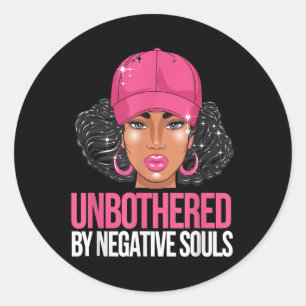 Sticker Rond Une femme noire sans problème Afro-Américaine Afri