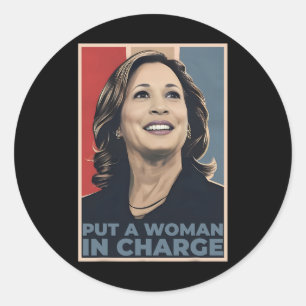Sticker Rond Une Femme Responsable De Kamala Harris Femme Prési