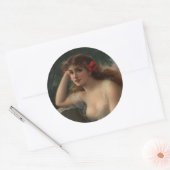 Sticker Rond Une fille avec un pavot (Enveloppe)