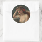 Sticker Rond Une fille avec un pavot (Sac)