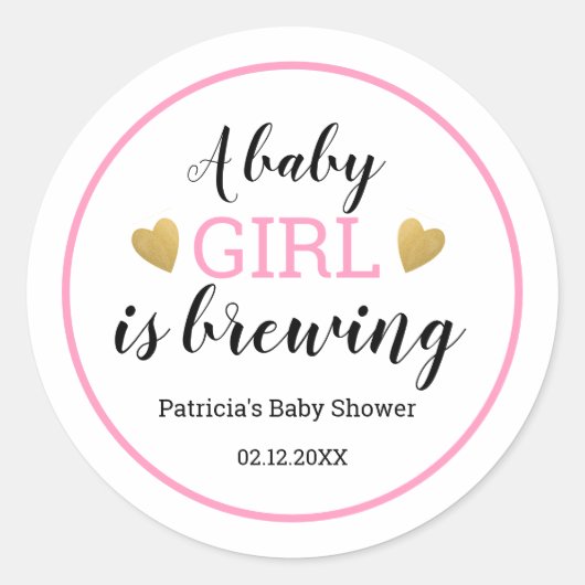 Sticker Rond Une Fille Est En Route Baby Shower Merci (Devant)