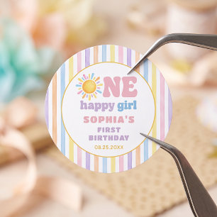 Sticker Rond Une fille heureuse 1er anniversaire Soleil