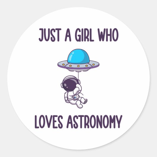 STICKER ROND UNE FILLE QUI AIME L'ASTRONOMIE (Devant)