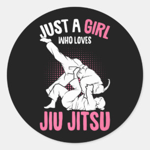 Sticker Rond une fille qui aime le Jiu Jitsu pour enfants brési