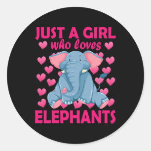 Sticker Rond Une fille qui aime les éléphants Zoo Elephant Cons