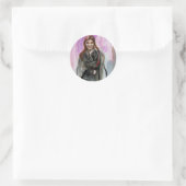 Sticker Rond Une fille souriante en noir (Sac)