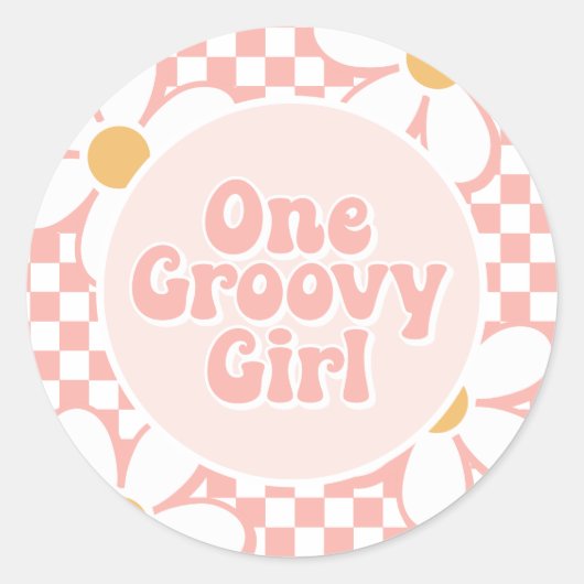 Sticker Rond Une fille Super Pink Daisy Checker (Devant)