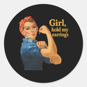 Sticker Rond Une fille tient mes oreilles Anti Trump Rosie Le R