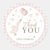 Sticker Rond Une Fille Une Oie Ridicule 1er Anniversaire Gingha (Devant)