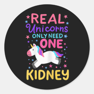 Sticker Rond Une greffe de rein Chirurgie rénale Cute Unicorne