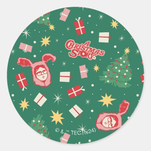 Sticker Rond Une histoire de Noël | Motif d'icône de Noël (Devant)