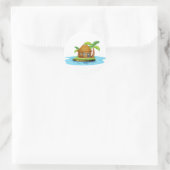 Sticker Rond Une île avec une petite hutte de nipa (Sac)