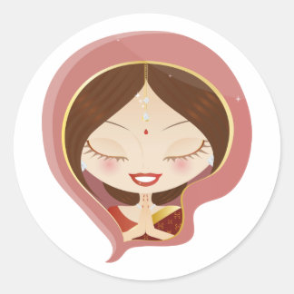 Sticker Rond Une Indienne Priant