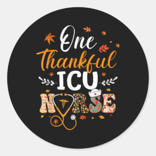 Sticker Rond Une Infirmière Icu Remerciante Thanksgiving Drôle 
