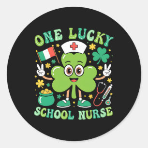 Sticker Rond Une infirmière scolaire chanceuse Saint-Patrick Sh