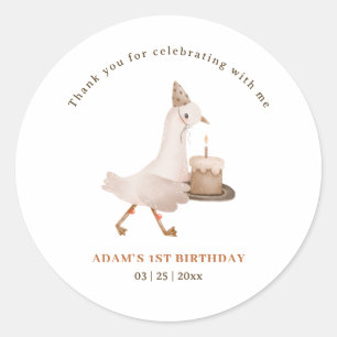 Sticker Rond Une invitation d'anniversaire One Silly Goose, Gar