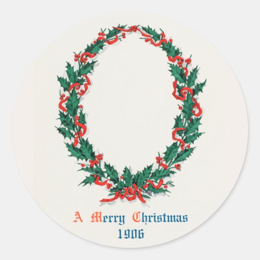 Sticker Rond Une joyeuse couronne de Noël (1906) (Devant)