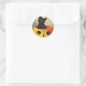Sticker Rond Une joyeuse Halloween par Ellen Clapsaddle, Chat V (Sac)