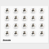 Sticker Rond Une joyeuse sorcière d'Halloween (Feuille)