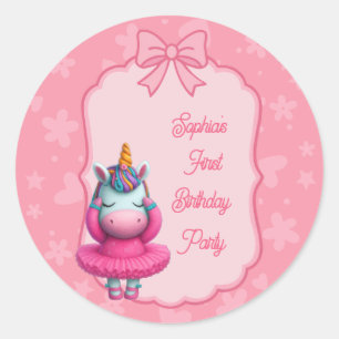 Sticker Rond Une licorne magique Invitation d'anniversaire